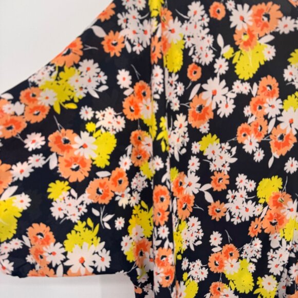 JONES NEW YORK Woman Floral Print 3/4 Sleeve Tunic Top Size 3X Navy plus - Picture 9 of 10